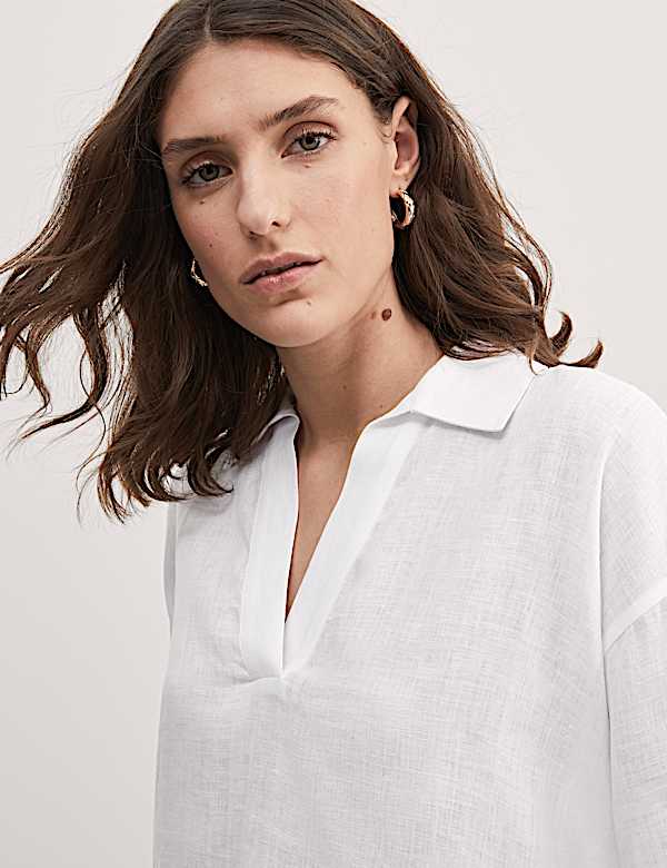 Pure Linen Collared Relaxed Shirt - CA