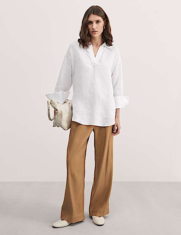Pure Linen Collared Relaxed Shirt - CA
