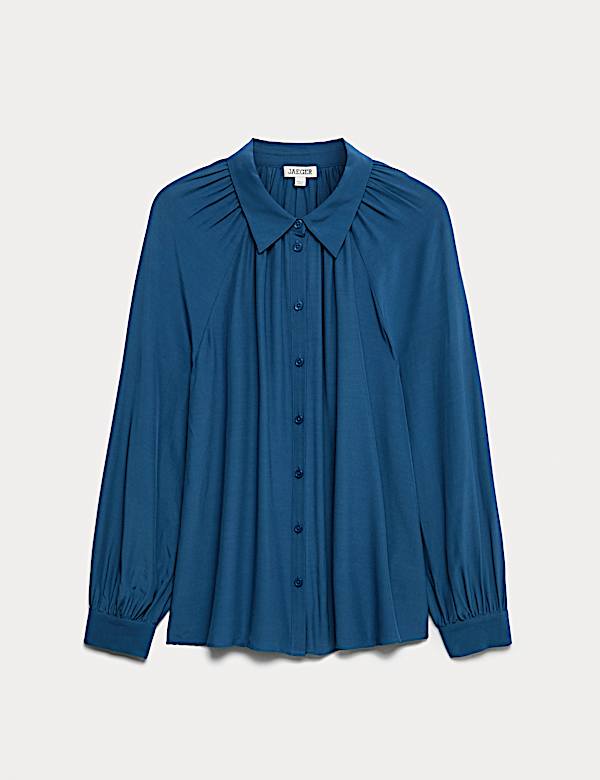 Top boutonné à encolure froncée - FR