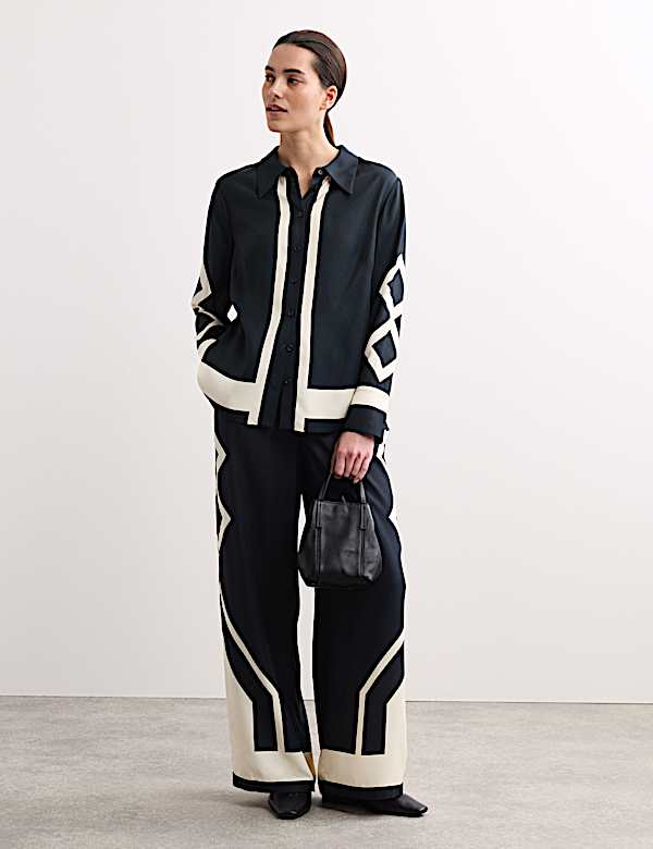 Chemise avec encolure &agrave; motif g&eacute;om&eacute;trique - BE