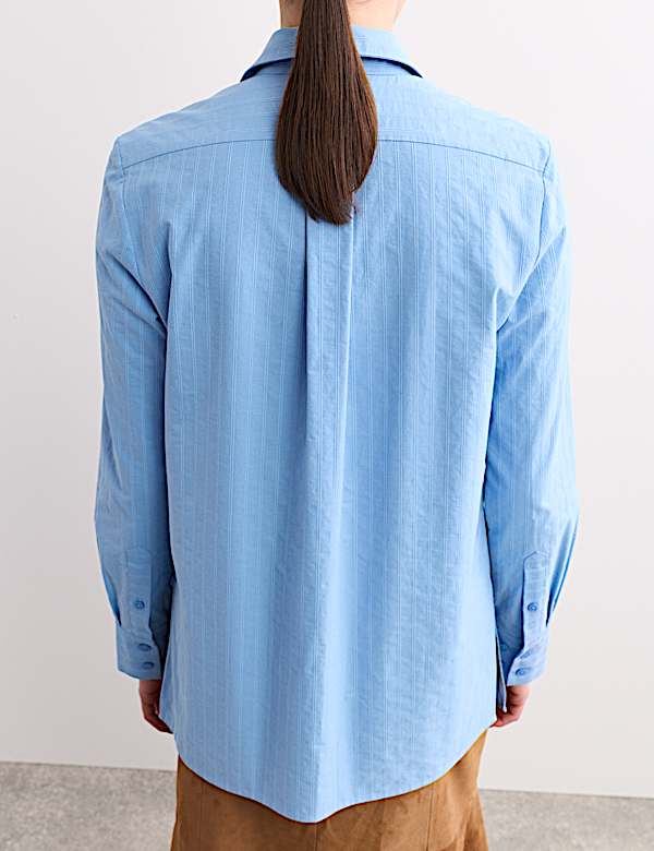 Pure Cotton Textured Striped Collared Shirt - BE