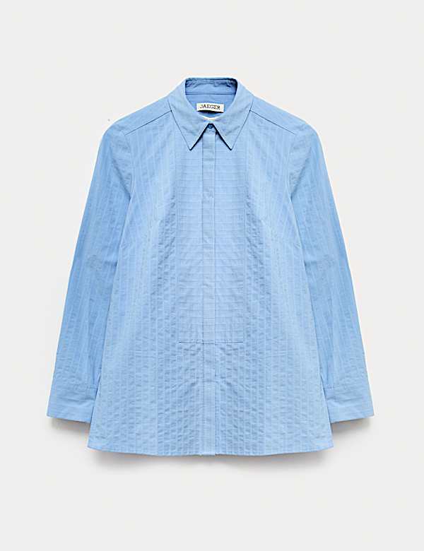 Pure Cotton Textured Striped Collared Shirt - BE