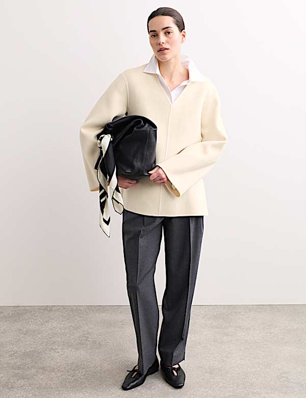 Pure Wool Double Faced V-Neck Relaxed Tunic - AU