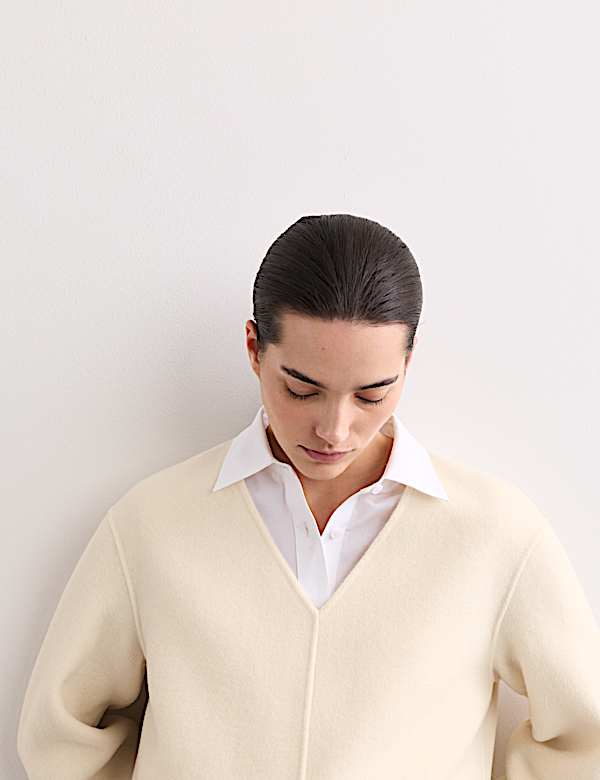 Pure Wool Double Faced V-Neck Relaxed Tunic - AU