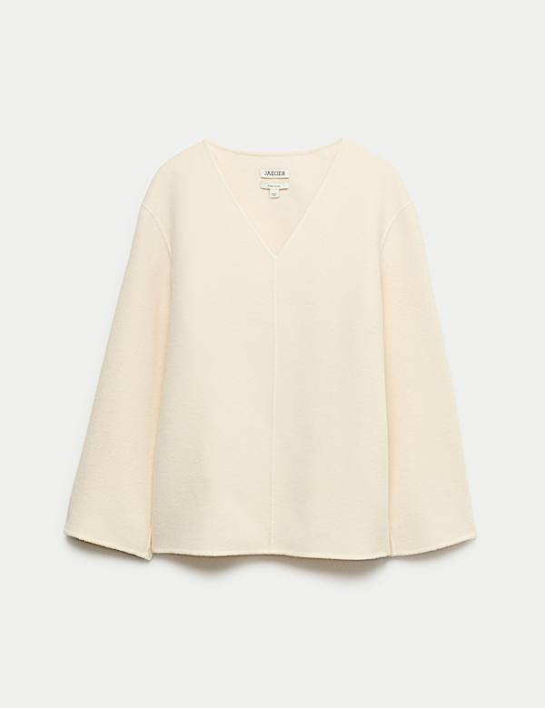 Pure Wool Double Faced V-Neck Relaxed Tunic - AU