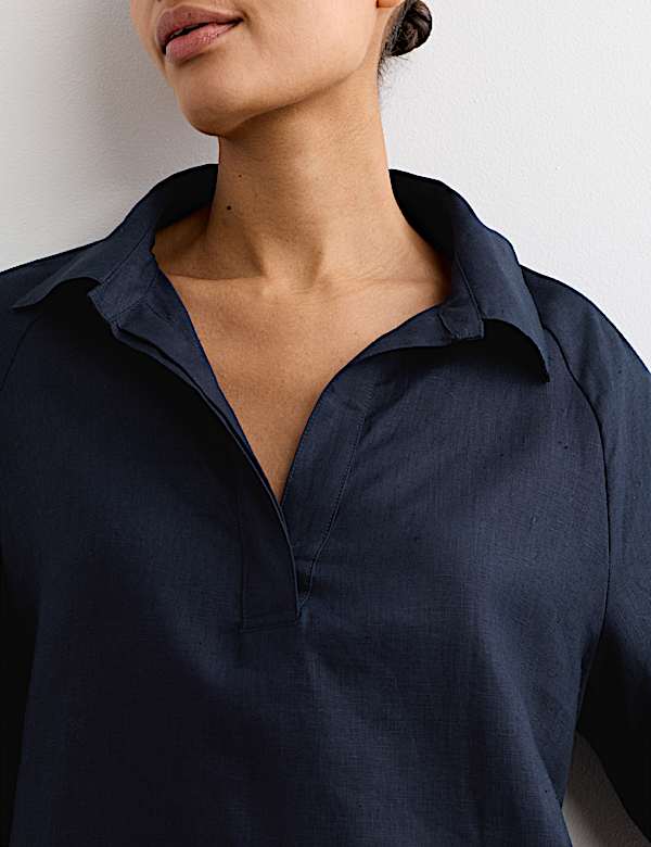 Pure Linen Popover Blouse - CA