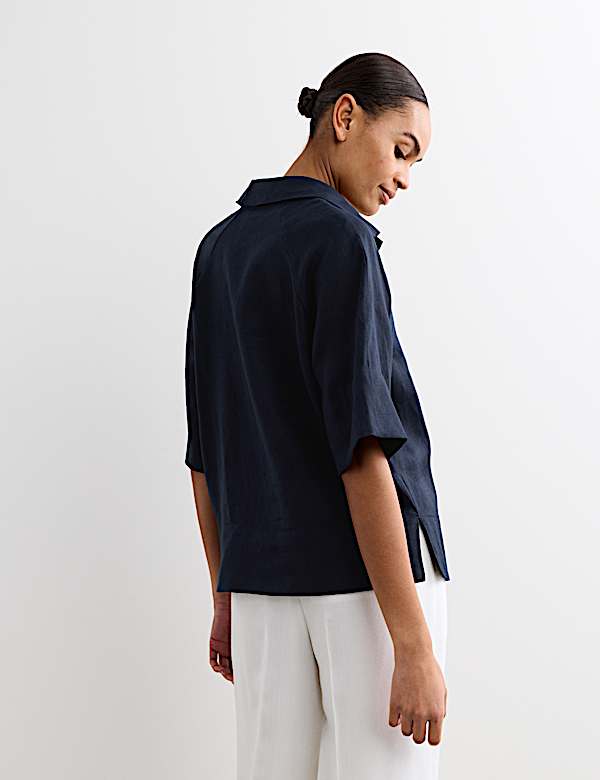 Pure Linen Popover Blouse - CA