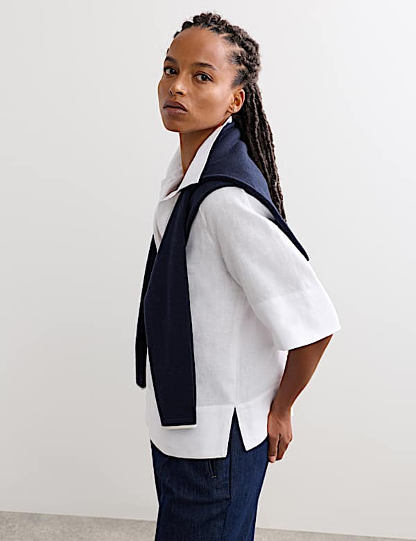 Pure Linen Popover Blouse - NL