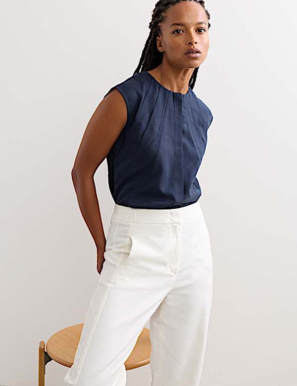 Pure Lyocell Pleat Detail Top - CA