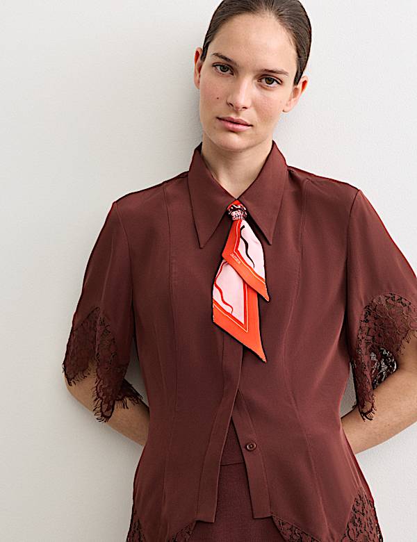 Koszula z koronką 100% jedwabiu - PL