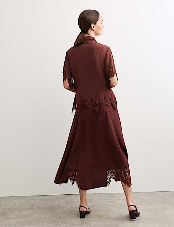 Koszula z koronką 100% jedwabiu - PL