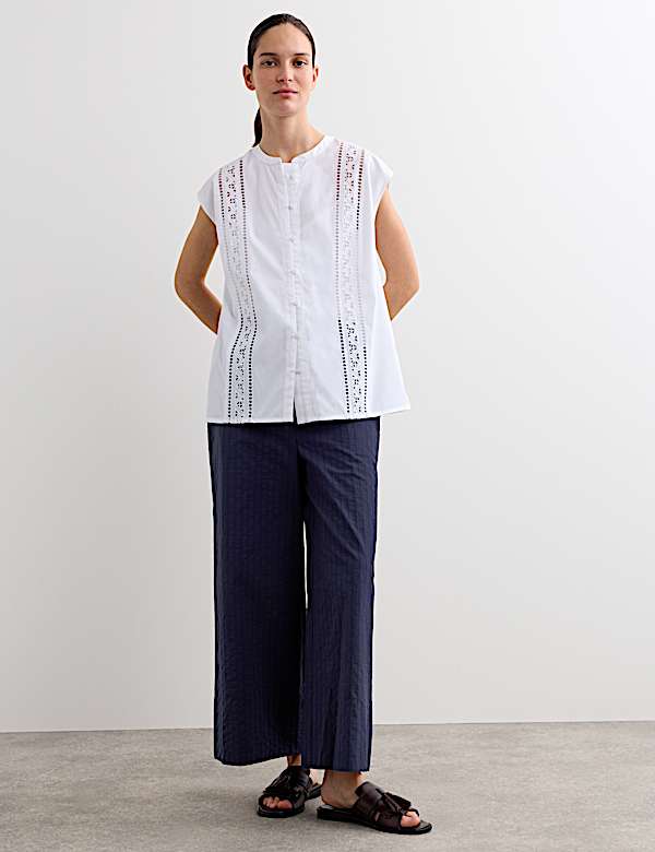 Pure Cotton Broderie Detail Top - CH