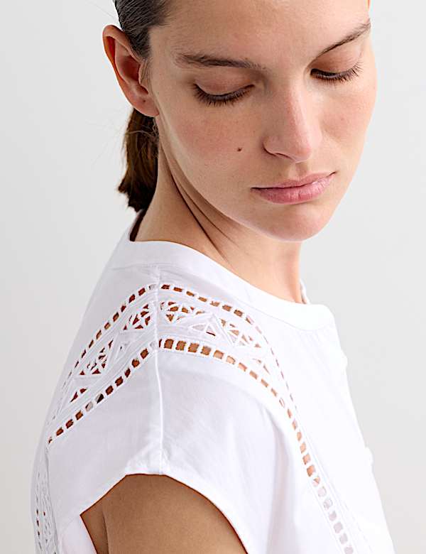 Pure Cotton Broderie Detail Top - CH