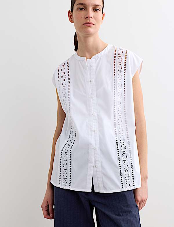 Pure Cotton Broderie Detail Top - CH