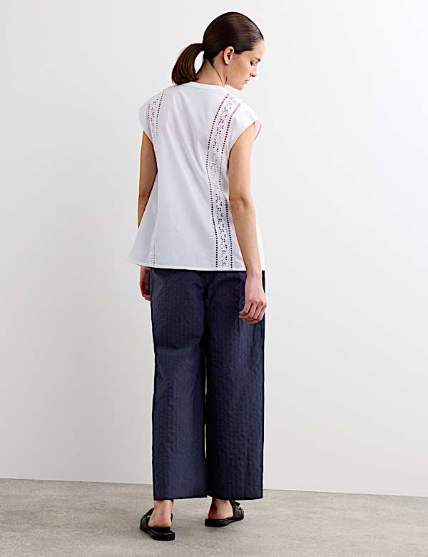 Pure Cotton Broderie Detail Top - CH