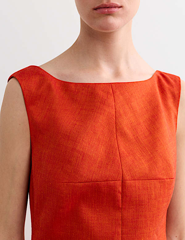 Top de mezcla de lino con espalda redondeada con lana - ES