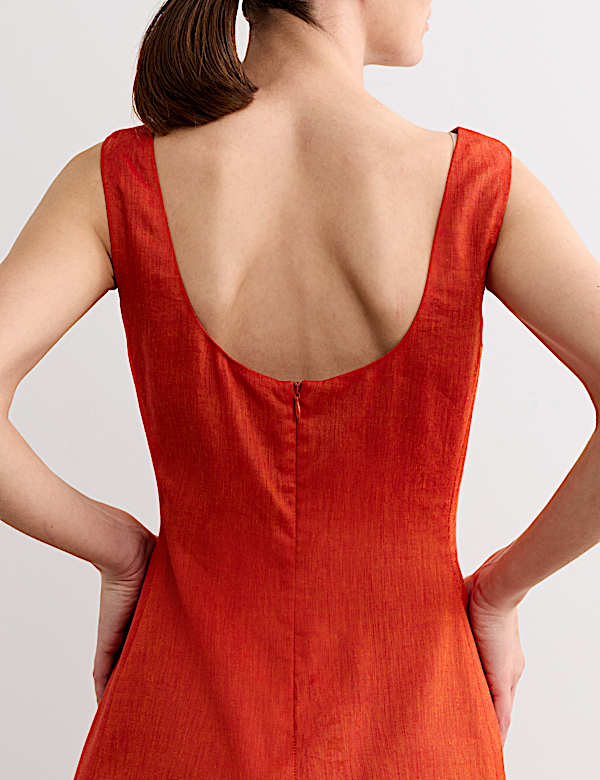 Top de mezcla de lino con espalda redondeada con lana - ES