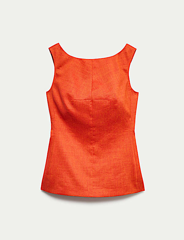 Top de mezcla de lino con espalda redondeada con lana - ES