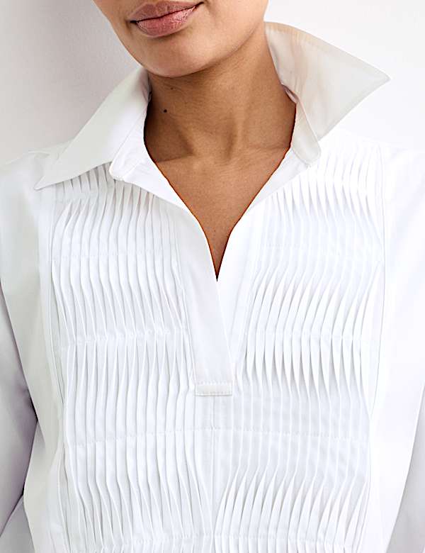 Pure Cotton Collared Bib Detail Shirt - NL