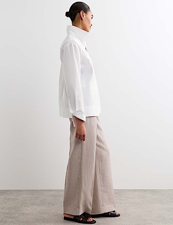 Pure Cotton Collared Bib Detail Shirt - NL