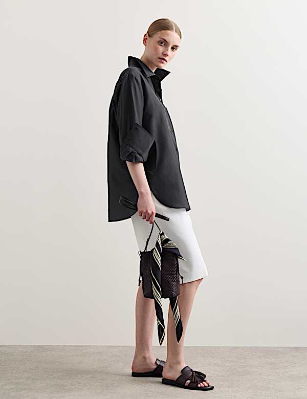 Silk Blend Collared Relaxed Shirt - CA