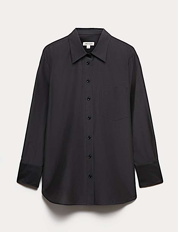 Silk Blend Collared Relaxed Shirt - CA