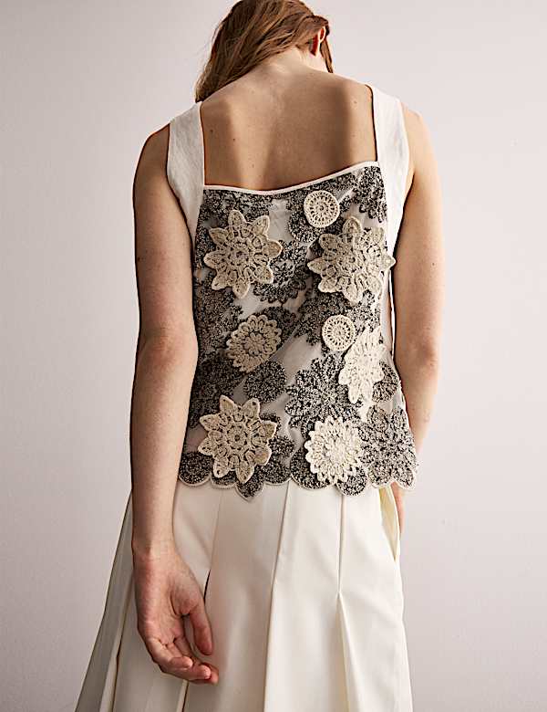 Onderhemdje met bloemappliqué - NL