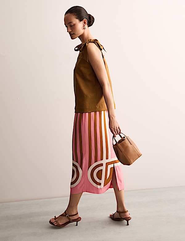 Pure Linen Square Neck Tie Strap Top - BE