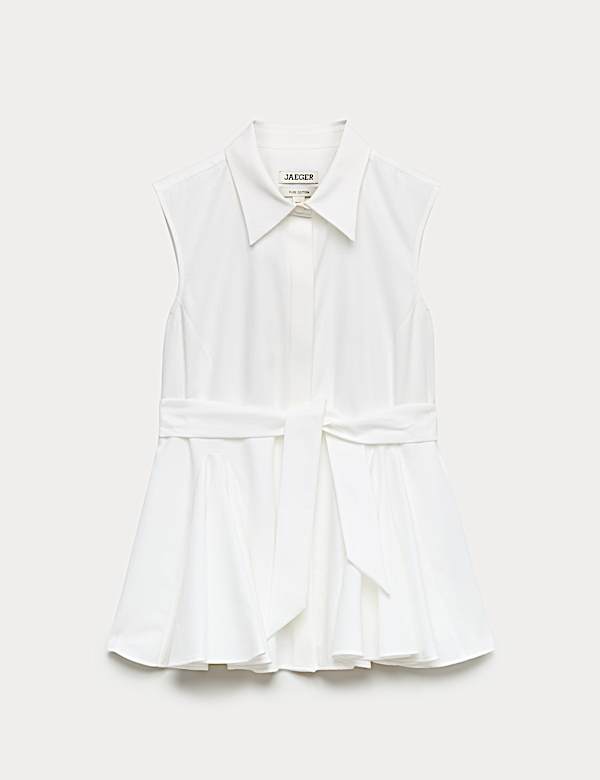 Pure Cotton Tie Front Blouse - CH