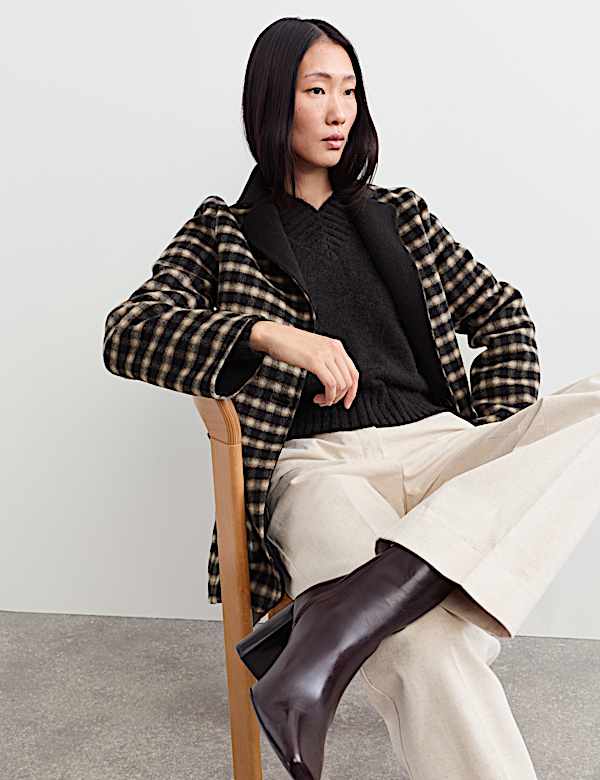 Double Faced Pure Wool Checked Reversible Blazer - NZ