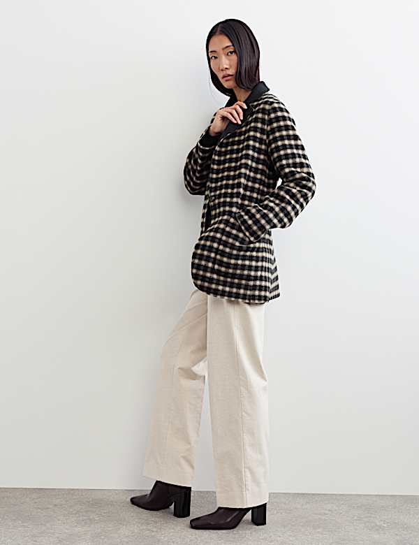 Double Faced Pure Wool Checked Reversible Blazer - NZ