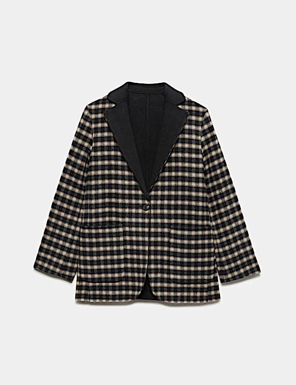 Double Faced Pure Wool Checked Reversible Blazer - NZ