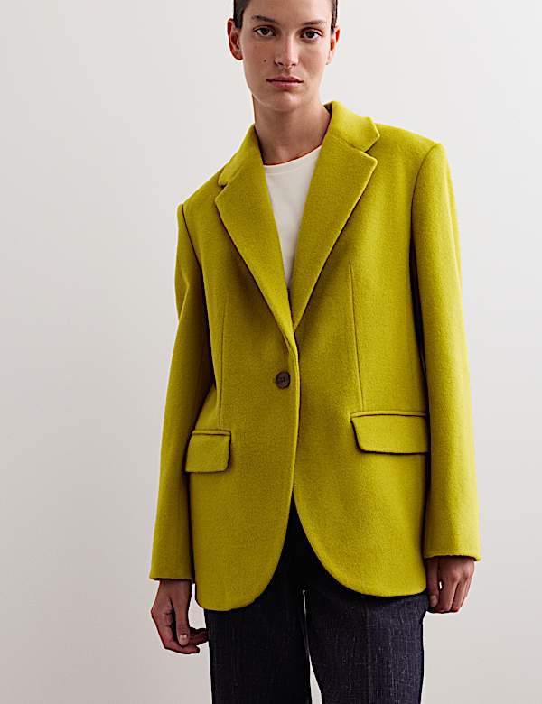 Pure Wool Single Breasted Relaxed Blazer - BE