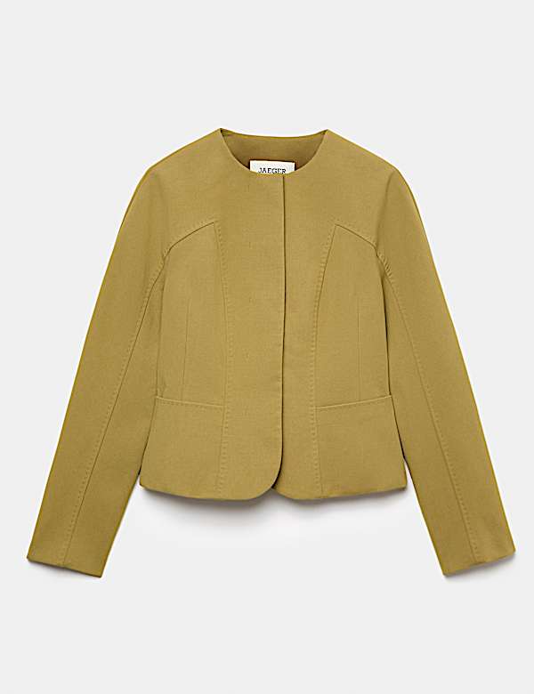 Cotton Rich Collarless Tailored Jacket - MV