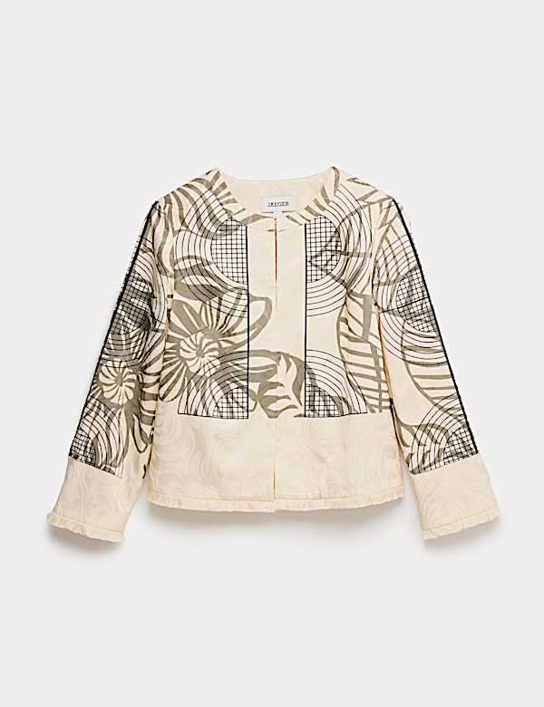 Veste courte en satin à imprimé jacquard - FR