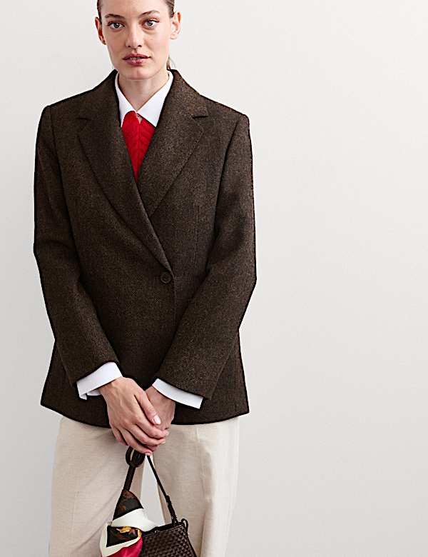 Pure Wool Tailored Herringbone Blazer - CA
