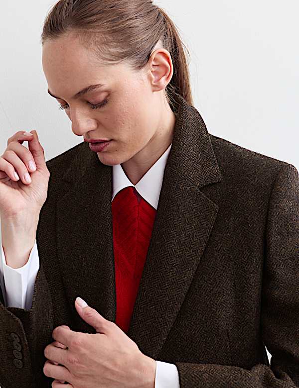 Pure Wool Tailored Herringbone Blazer - CA