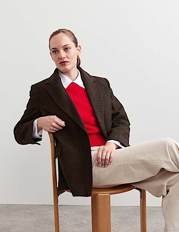 Pure Wool Tailored Herringbone Blazer - CA