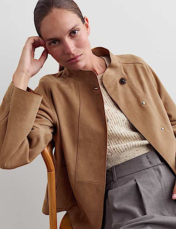 Suede Sculpted Short Jacket - CA