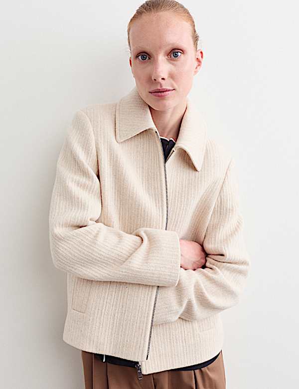 Italian Wool Rich Trucker Jacket | IVORY | Jackets | M&S CA