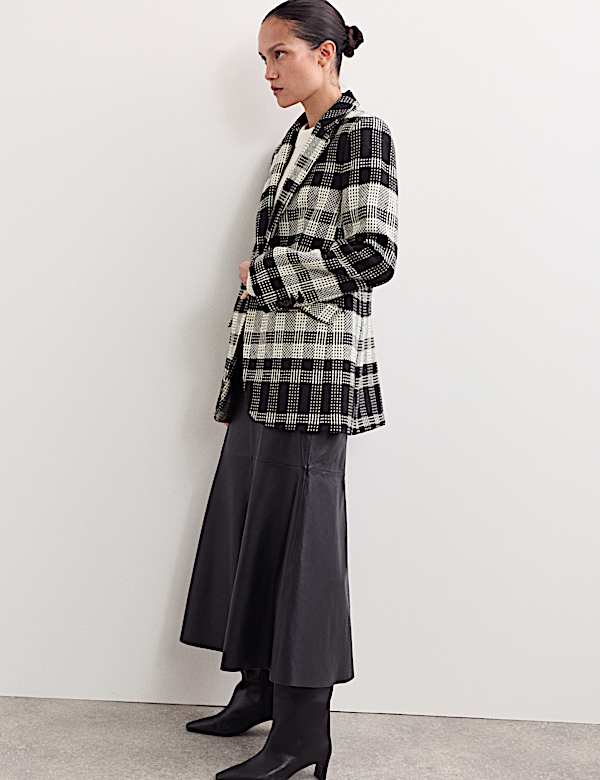 Pure British Wool Checked Longline Blazer - CA