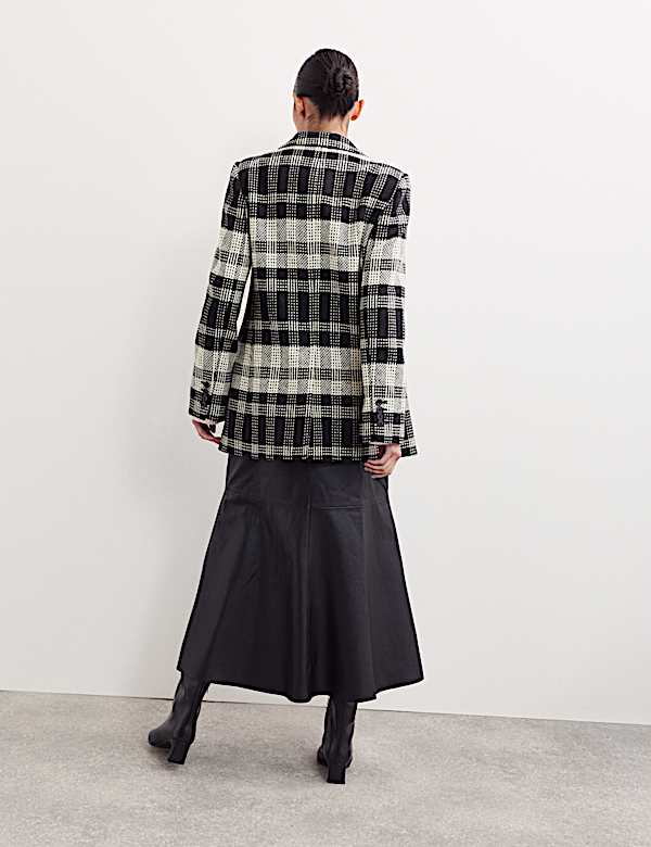 Pure British Wool Checked Longline Blazer - CA
