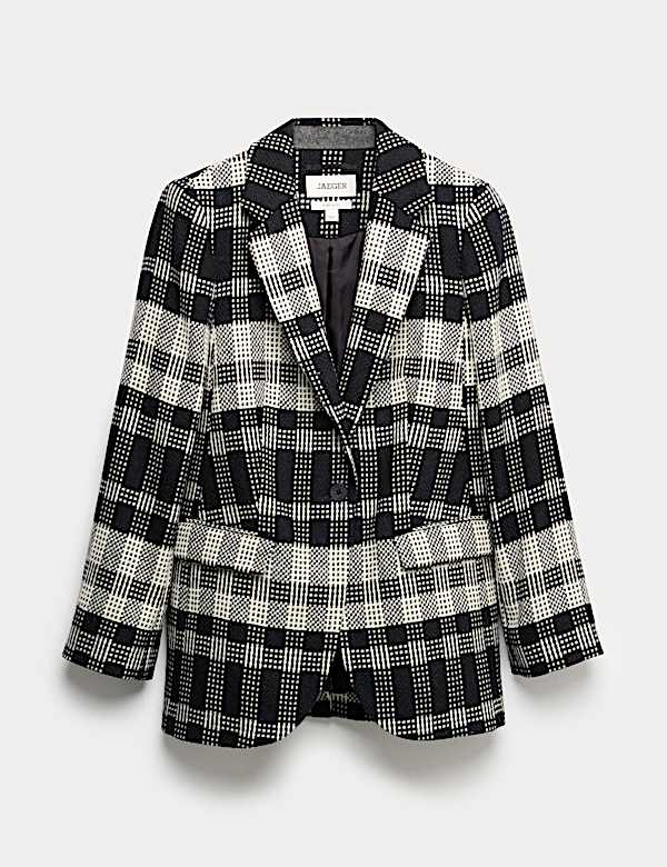 Pure British Wool Checked Longline Blazer - CA