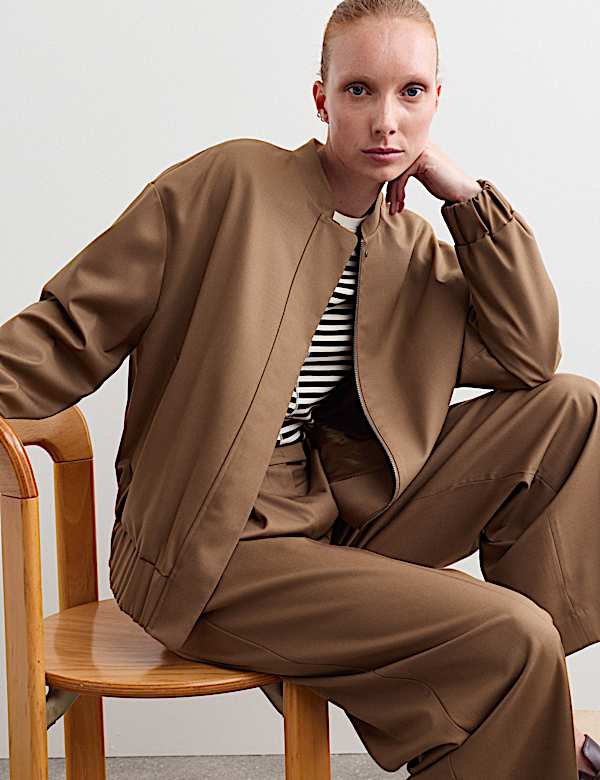 Wool Rich Relaxed Bomber Jacket - IT