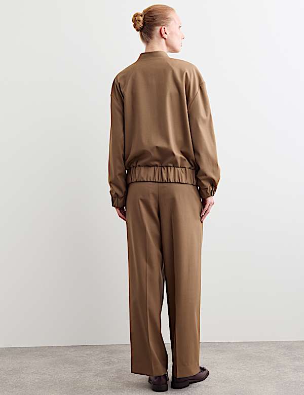Wool Rich Relaxed Bomber Jacket - IT