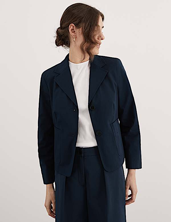 Relaxed Cotton Stretch Cropped Blazer - NL