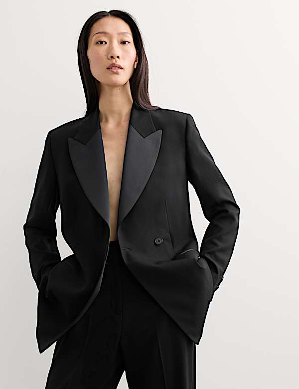 Pure Wool Tailored Tuxedo Longline Blazer - CA