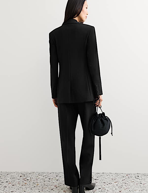 Pure Wool Tailored Tuxedo Longline Blazer - CA