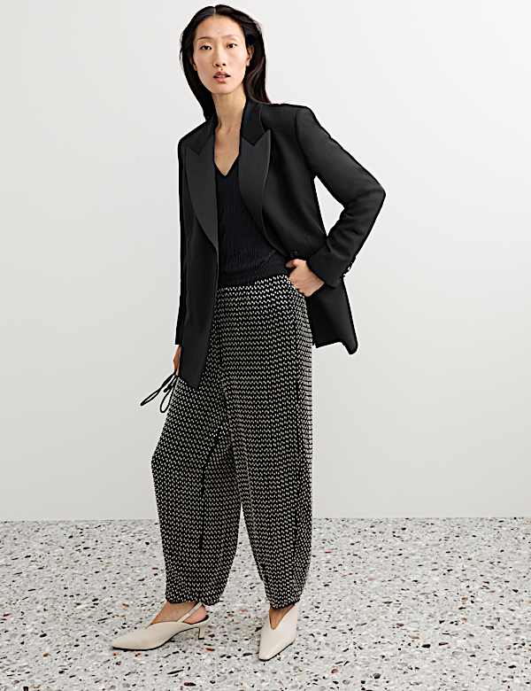Pure Wool Tailored Tuxedo Longline Blazer - CA