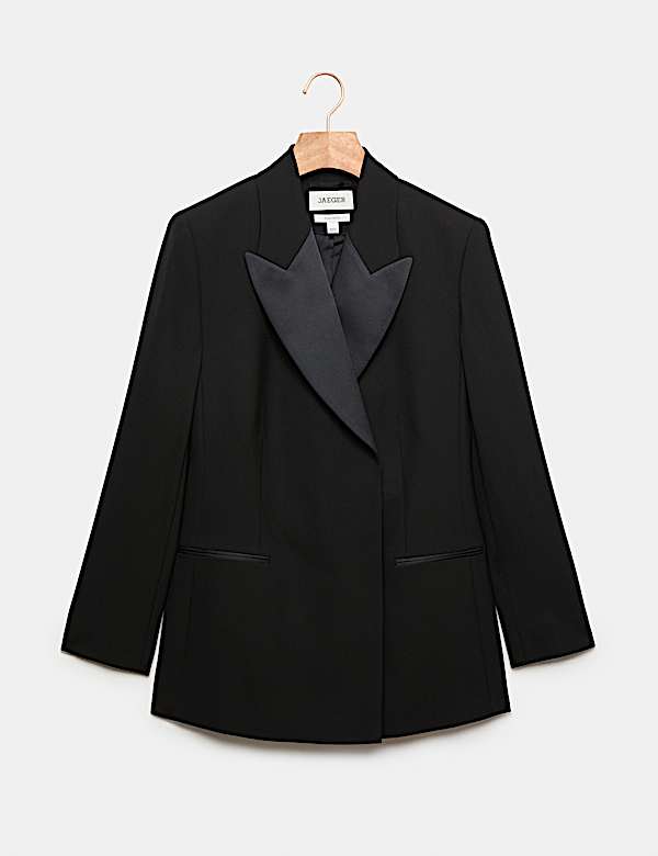 Pure Wool Tailored Tuxedo Longline Blazer - CA